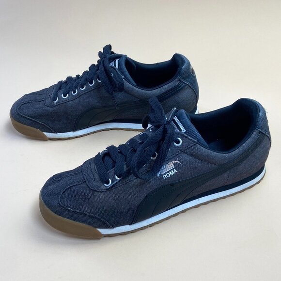 Puma Roma Sneakers - Black Canvas - Size 8.5 Mens/10 Womens - Picture 1 of 10